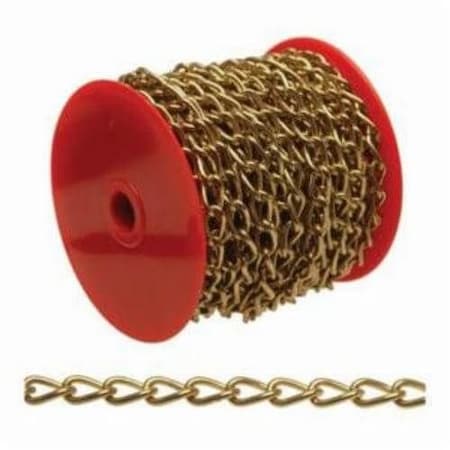 Chain, Twisted Link, 70 Trade, 82 Ft Length, 5 Lb Load, Metal, Brass Finish, 0717017